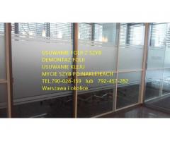 Usuwanie folii z szyb, usuwanie naklejek, kleju, reklamy z witryn -usługa demontażu Warszawa - 6